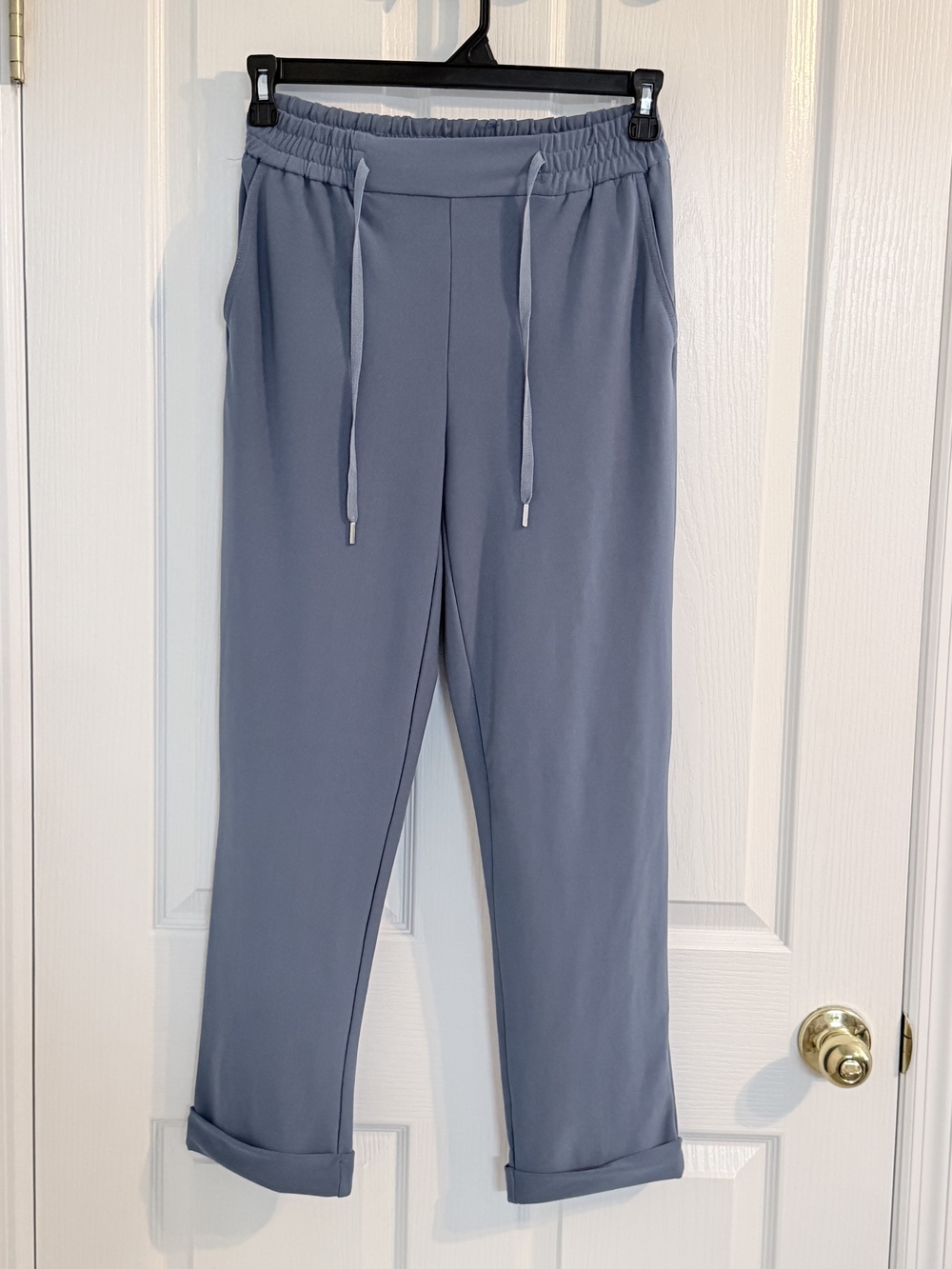 Nicole Miller Light Slate Blue Drawstring Track Pants